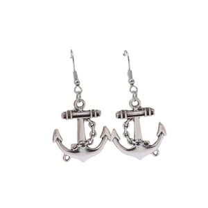 Silver Anchor Drop Style Earrings